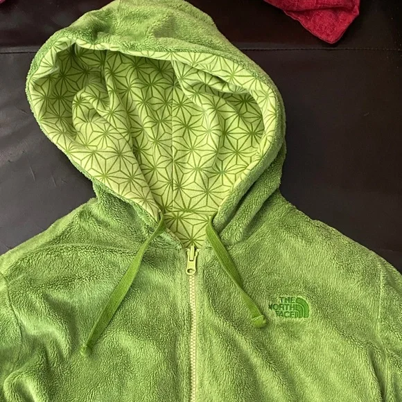 The North Face Bright Green woman’s size small Hoodie Jacket reversible - Picture 2 of 6